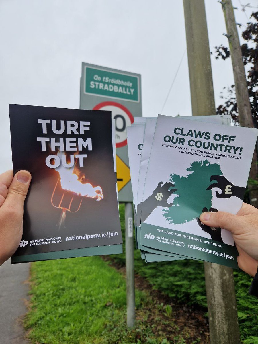 SteRedmondNP's tweet image. Throw 🔙 to 2020.
When we @NationalPartyIE went door to door right across Ireland leafletting over 60,000 homes with our "CLAWS OFF OUR COUNTRY" leaflet that outlined what we described as "THE NEW LAND WAR".
Fast forward 5 year, we now have Bord Na Mona seizing land and the…