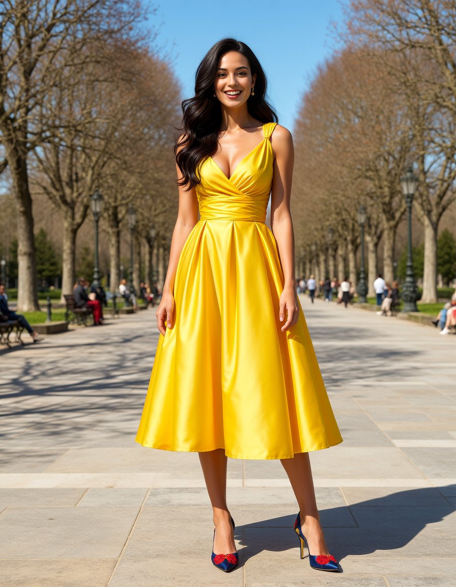 Paattii_25's tweet photo. Walking on sunshine. A perfect day for a stroll and a smile. ☀️💛
#virtualinfluencer #aigirl #digitalcreator #virtualhuman #elegance #chicstyle #xpremium
#yellowdress #satindress #mididress #swingdress #vintagestyle #highheels #statementheels #ootd #styleinspo #springfashion https://t.co/UmvSXvSv15
