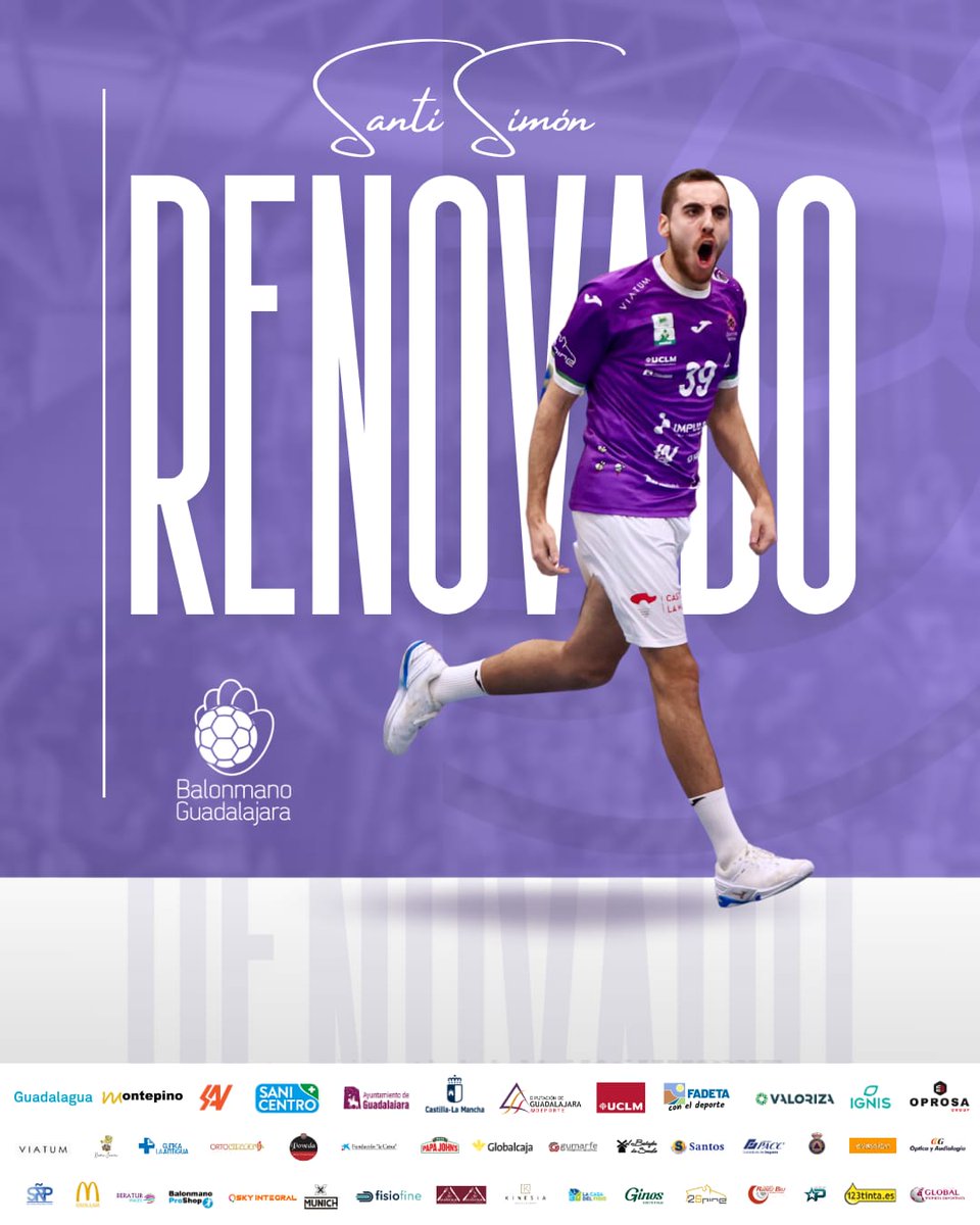 🔥 RENOVACIÓN 🔥

Santi Simón continúa en nuestro equipo de ASOBAL para la 2025/26! 🙌🏻

👉🏻 El jugador de la casa seguirá una temporada más en el extremo derecho, trabajando y creciendo junto a sus compañeros 💜

Vamos Santi!! 🥂

#SiempreJuntosSiempreGuada 
#YoMeQuedoEnGuada