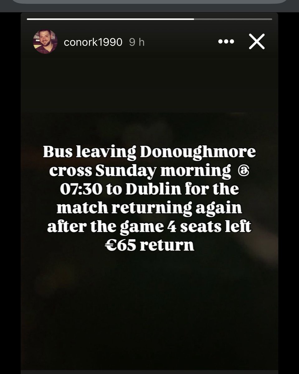 Spaces available on bus to Croker tomorrow. 
Contact Conor Kelleher 087 7772702