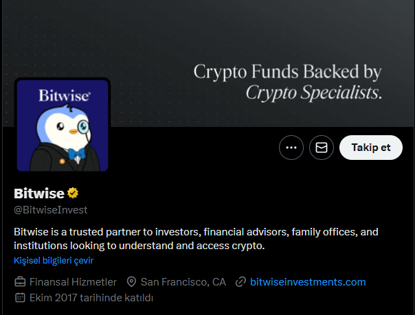 🚨 Bitwise, profil resmini $PENGU olarak değiştirdi!

#Bitwise #PudgyPenguins #kripto