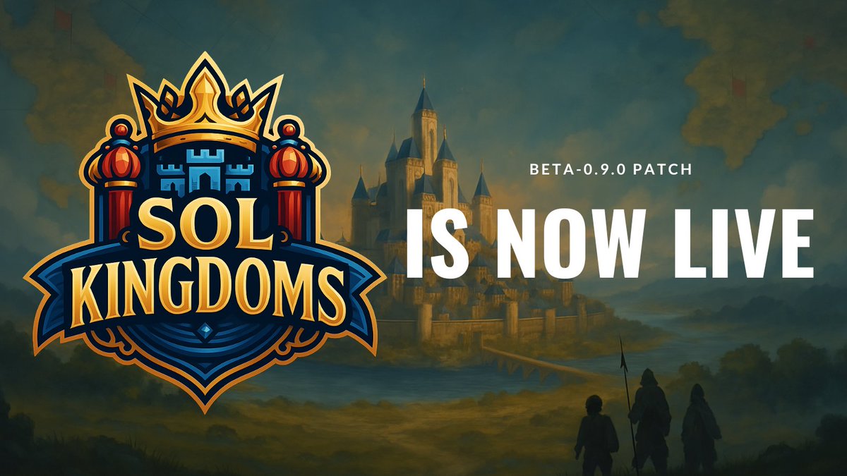 🚨 SolKingdoms Beta Patch 0.9.0 is LIVE! 🚨

Colonize new cities with the Settlers Lodge, train your army in the Barracks, and battle other players for resources directly on the map!

This is the LAST update before our token launch on <a href="/pumpdotfun/">pump.fun</a> 👀

#SolKingdoms #web3 #gaming
