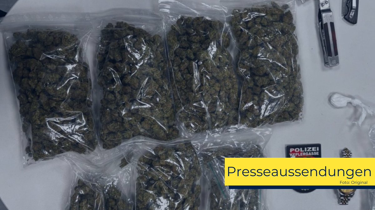 LPDWien's tweet image. Im Rahmen einer Schwerpunktstreife wurde ein 26-jähriger E-Scooter-Fahrer nach Fluchtversuch gestoppt. Bei der Kontrolle fanden Beamt*innen rund 560g Cannabiskraut, 4g Kokain und zwei Messer. Anzeige auf freiem Fuß.
Näheres in den #Presseaussendungen ⤵⤵
bit.ly/3eFhBc4