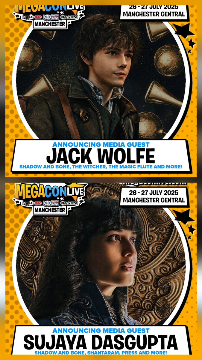 DMJConsult23's tweet photo. Next weekend, meet @JackTWolfe & Sujaya Dasgupta at @megaconlive in #Manchester, #UK.
Further info here: https://t.co/wAG0bcf5iY
#JackWolfe #SujayaDasgupta
#ShadowAndBone #SixOfCrows #Grishaverse
#TheMagicFlute #TheWitcher #HettyFeather #NextToNormal #Shantaram #Guilt https://t.co/twMy9TE6Ah