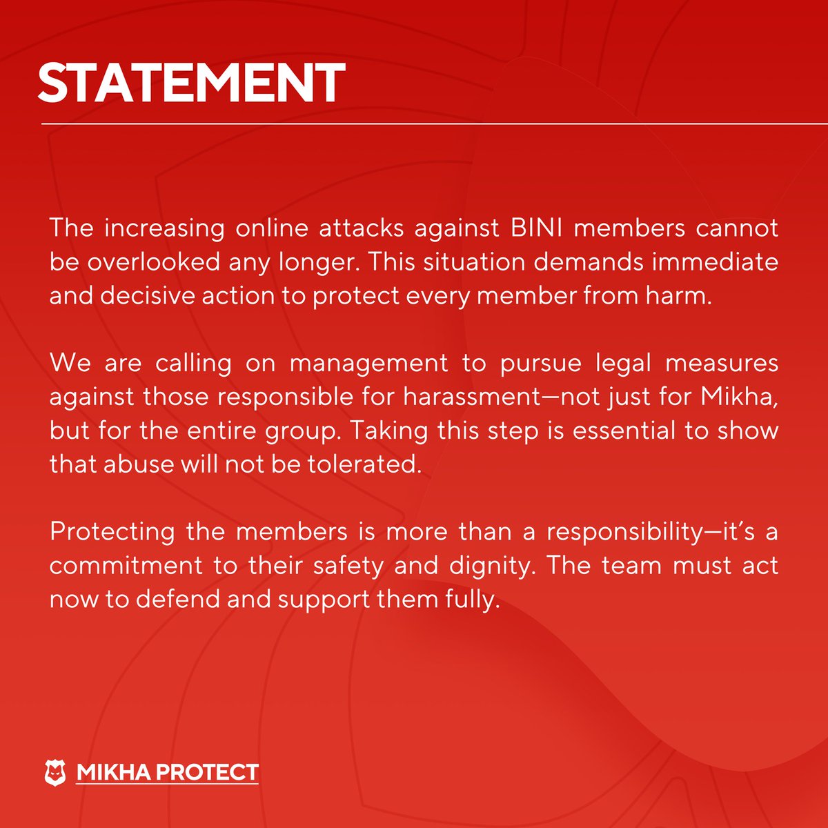 PROTECTMIKHA's tweet image. PROTECT BINI AT ALL COSTS

#ProtectBINI #BINI @BINI_ph @StarMusicPH @starmagicphils @direklauren