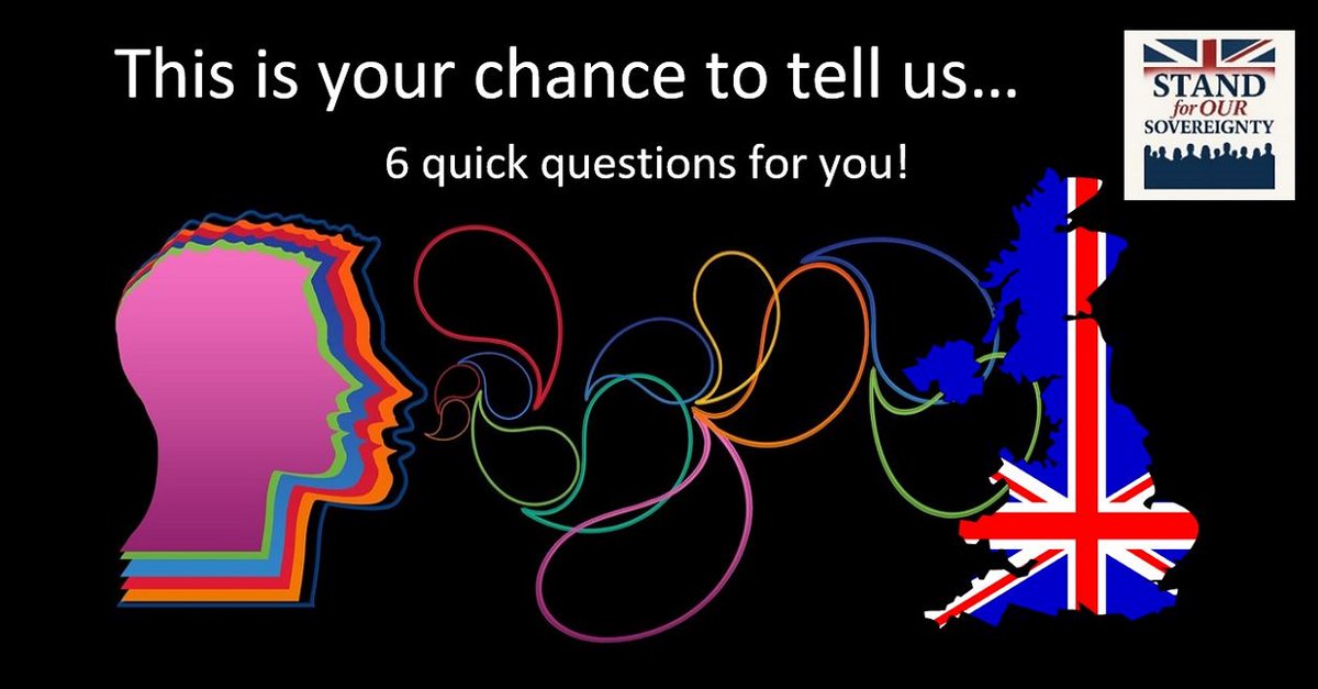 SovereignUK1's tweet image. Last chance to make your voice heard on the direction we’re headed as a country!
Survey with six key questions. Results will be published next week.
Do it now here: sovereignuk.org/6-quick-questi…
@Facts4euOrg @CibukOrg