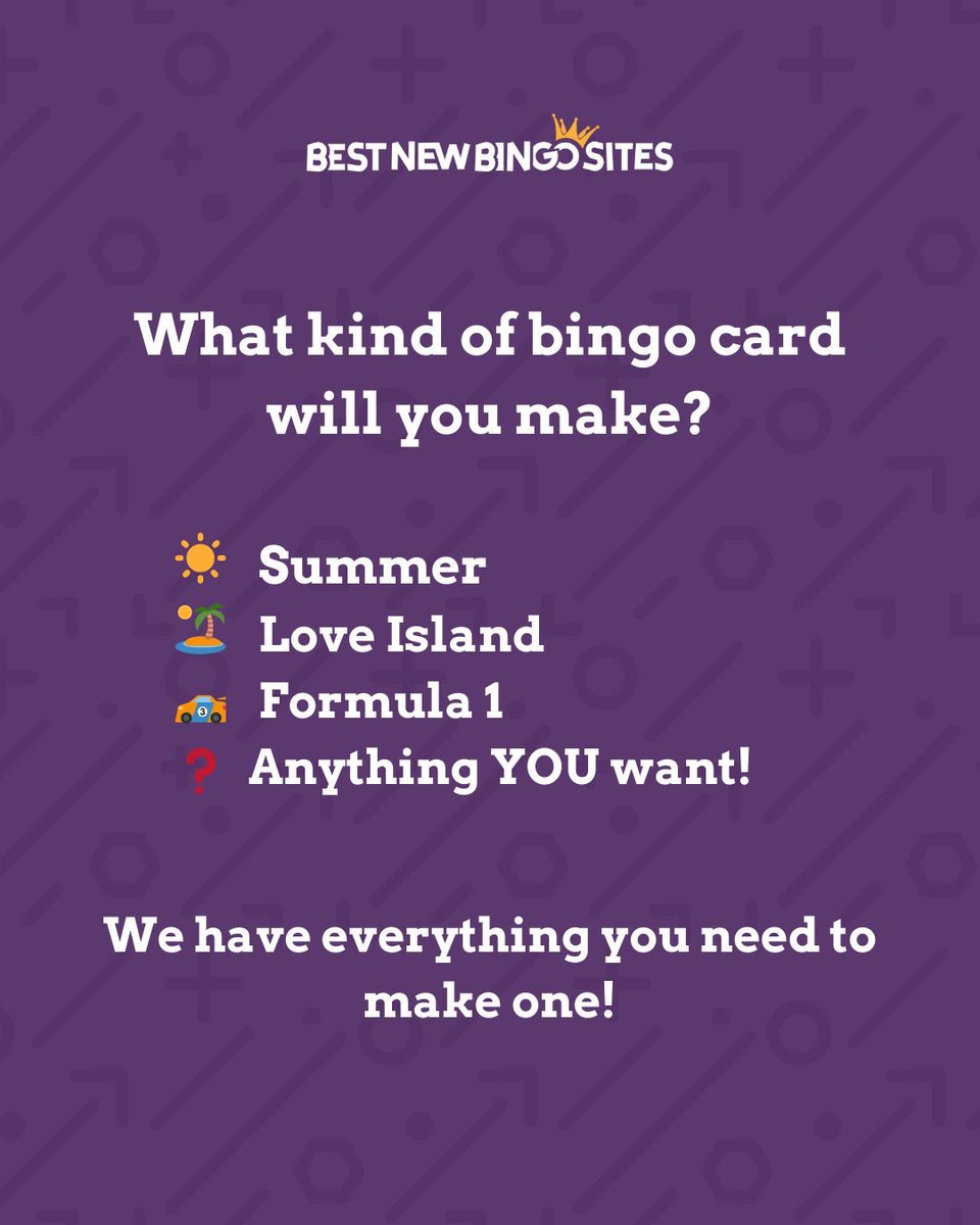 BestNewBingoS's tweet image. What’s your passion?
Whatever it is, make it into a bingo card and show us them!
bestnewbingosites.co.uk