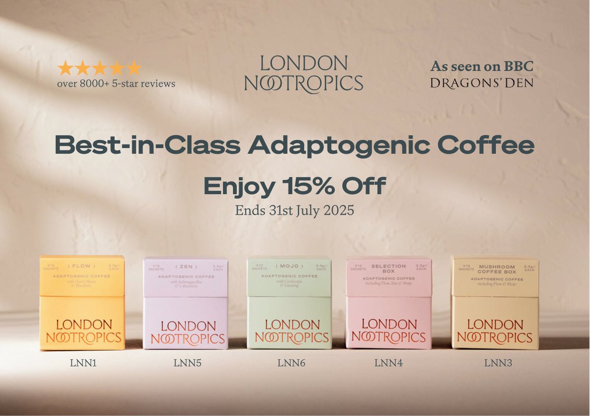 CLFDistribution's tweet image. Focus. Energy. Clarity. 🧠
Enjoy 15% off London Nootropics this July, adaptogenic coffee blends to power your customers’ potential.

#LondonNootropics #AdaptogenicCoffee #MentalClarity #FunctionalDrinks #B2BWellness #HealthFoodRetail #CLFDistribution #JulyPromo