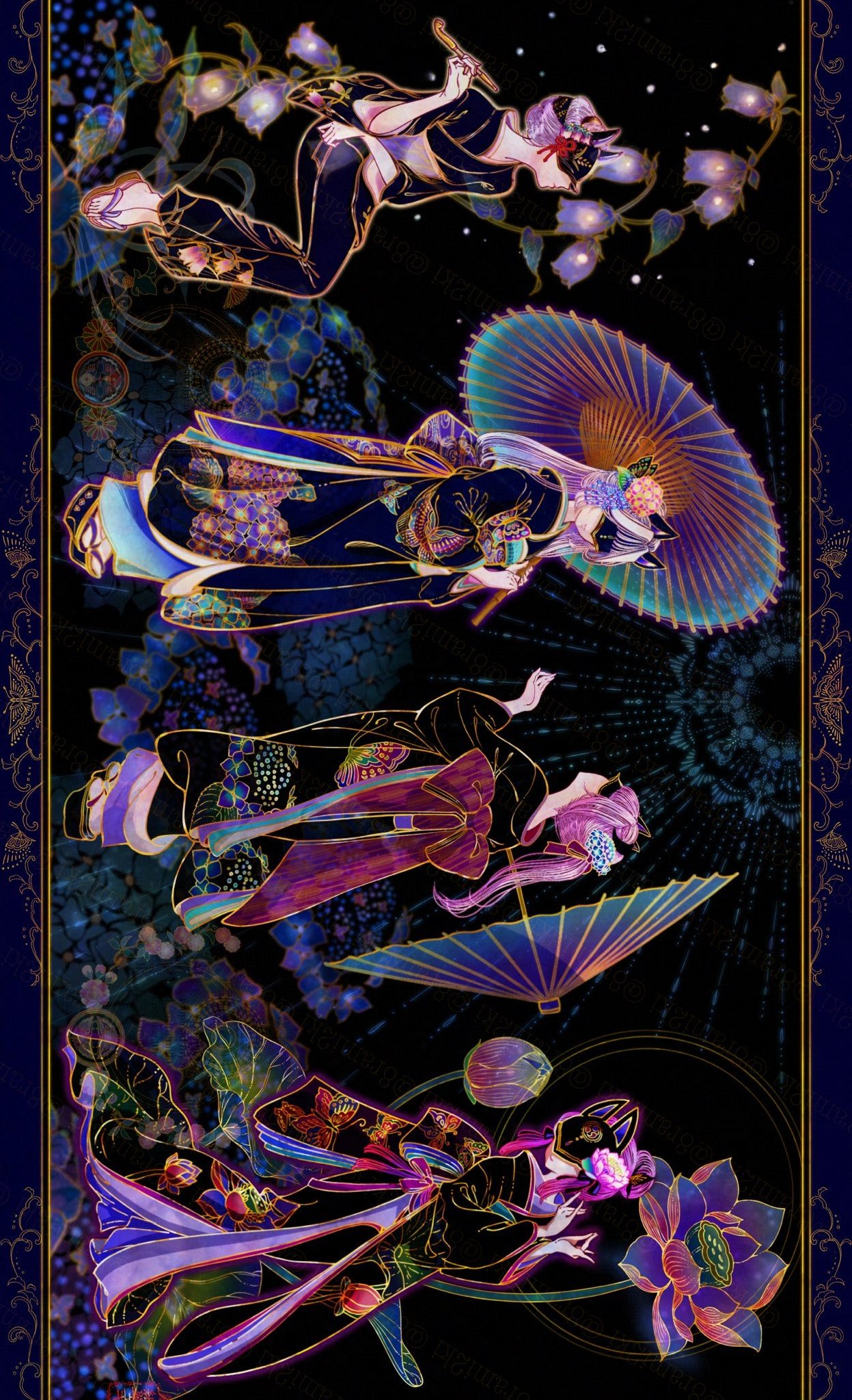 手描きイラスト　原画　創作【雪原の鶴】 鶴図 – 早稲田大学 會津八一記念博物館