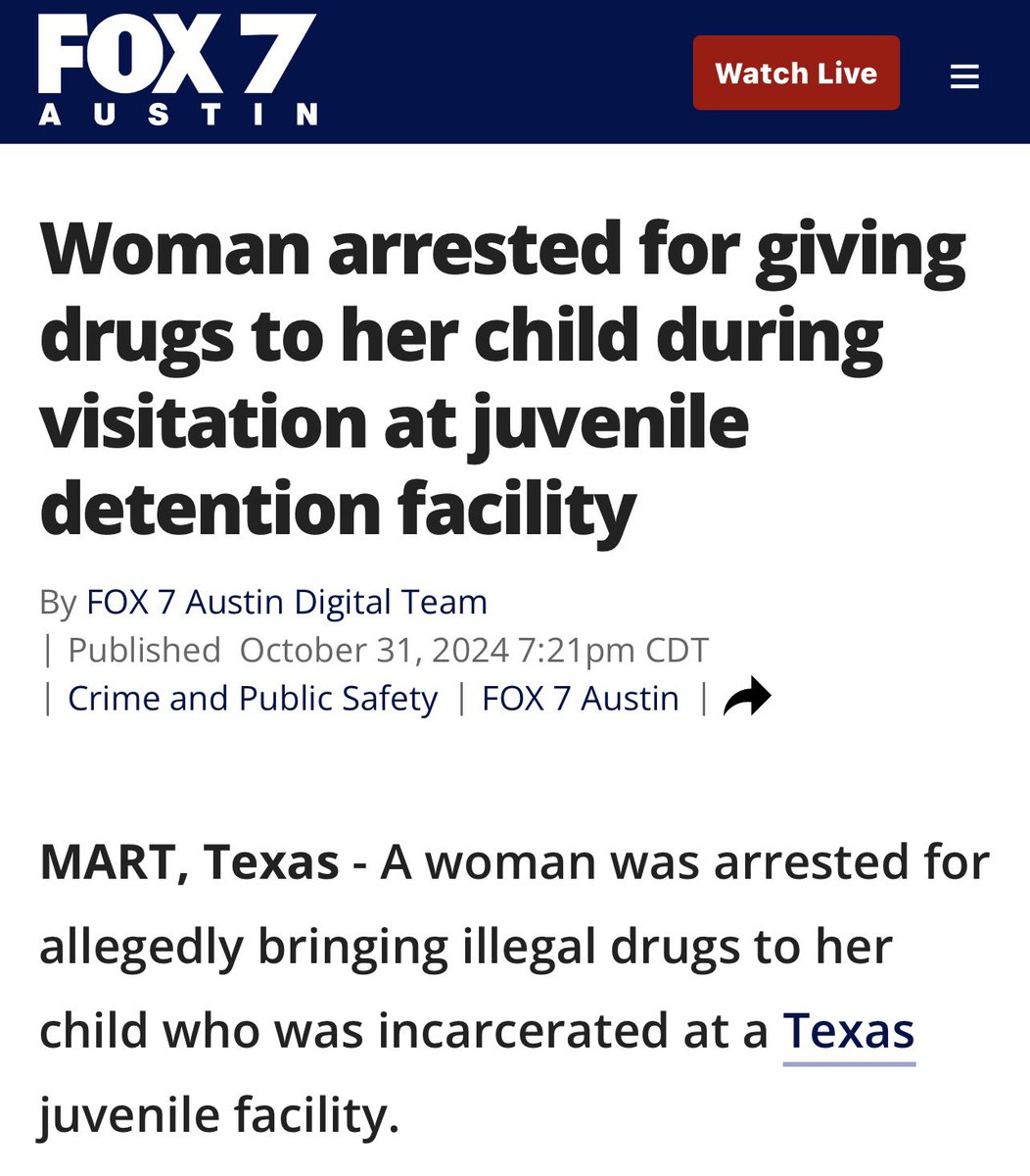 Her name is Sabrina Martinez. 

Her charges are:

Second-degree felony delivery of a controlled substance to a child, as well as third-degree felony possession of a prohibited substance in a correctional facility.

It’s stated that “she faces two to 20 years in prison and an up