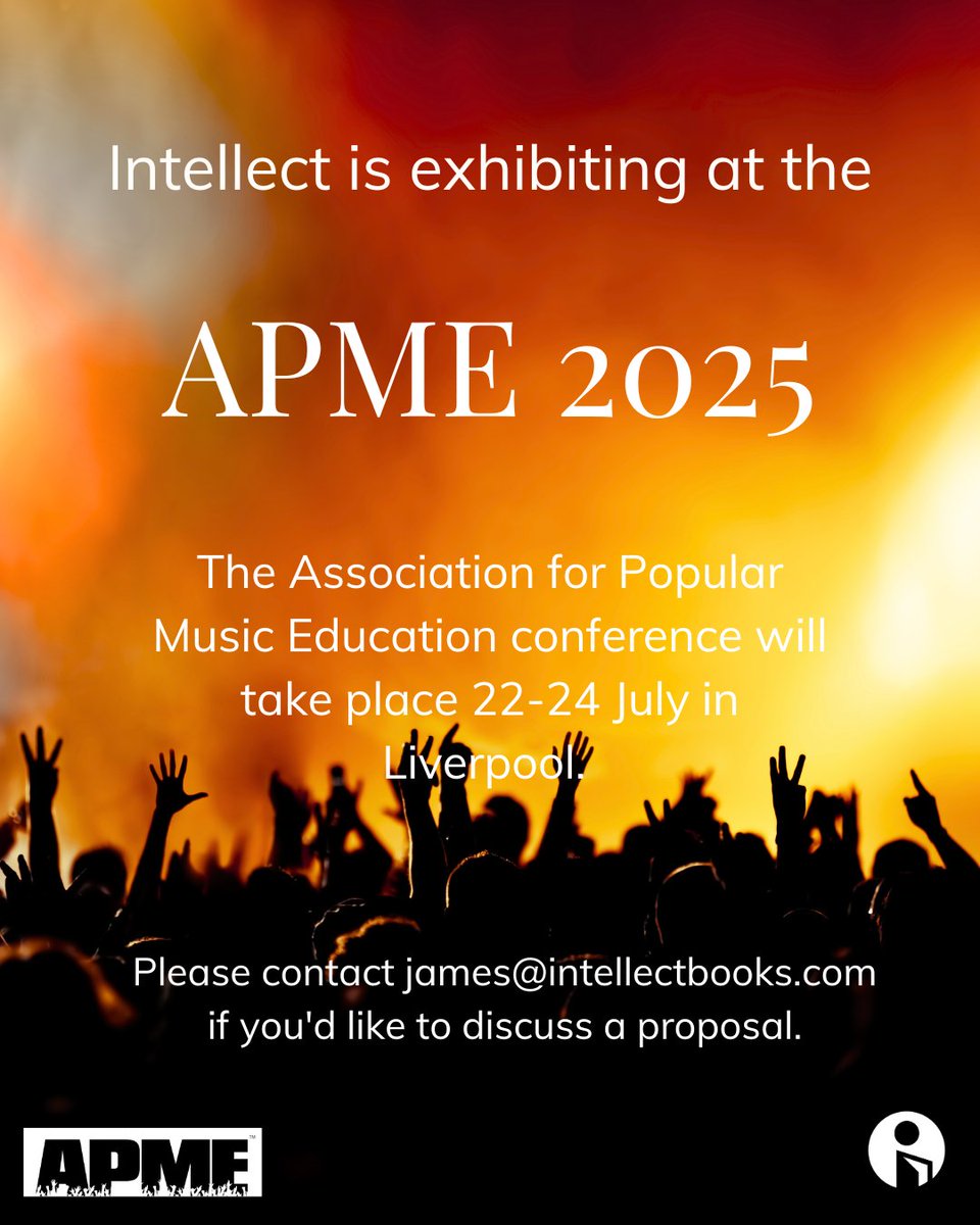 IntellectBooks's tweet image. We're at #APME2025 in Liverpool (22–24 July)! 🎶
Explore journals like Journal of Popular Music Education + our new Journal of Music Production Research (launching 2026).
📚 30% off books w/ code INTELLECT30
📩 james@intellectbooks.com
More here 👉ow.ly/m7MV50WlHtR