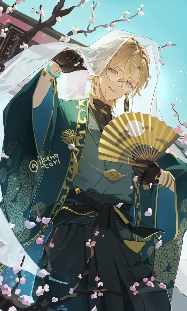 ikenotori's tweet image. #これでフォロワーさん増えました 
和装アベンチュリン！
元絵は眼鏡なしでした