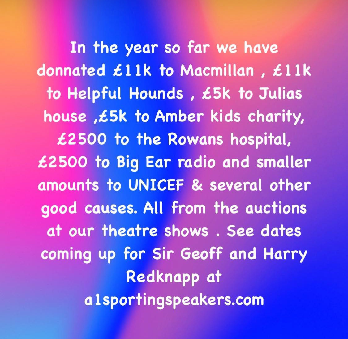 TheGeoffHurst's tweet image. Fundraising by ⁦@a1sportingspeak⁩ speak at mine and Harrys shows.