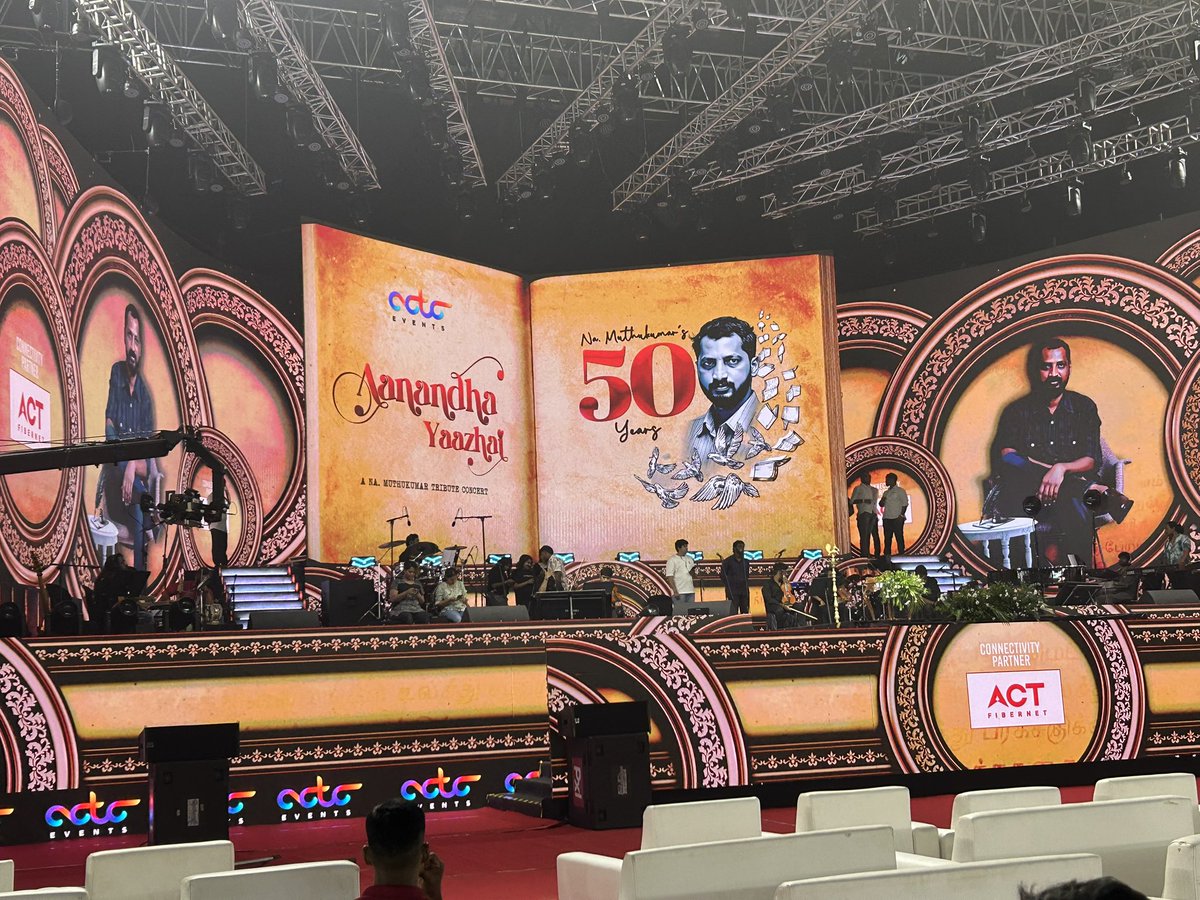 megna312's tweet image. All set and seated to witness a lifetime musical experience that honors an iconic lyricist #NaMuthukumar #NaMu 🖊️ 
#AanandhaYaazhai #Yuvan #GVPrakash