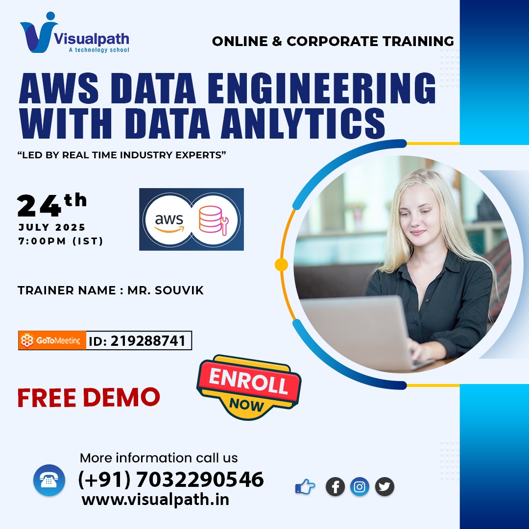 VisualpathPro's tweet image. 🚀Join Free Demo – AWS Data Engineering with Data Analytics!
📅 Date: 24th July 2025 ⏰ Time: 7:00 PM IST
🔗 Join Link: meet.goto.com/219288741
📞 Call/WhatsApp: wa.me/c/917032290546
🌐 Visit: visualpath.in/online-aws-dat…
#AWSDataEngineering #AWSAnalytics #CloudDataEngineer