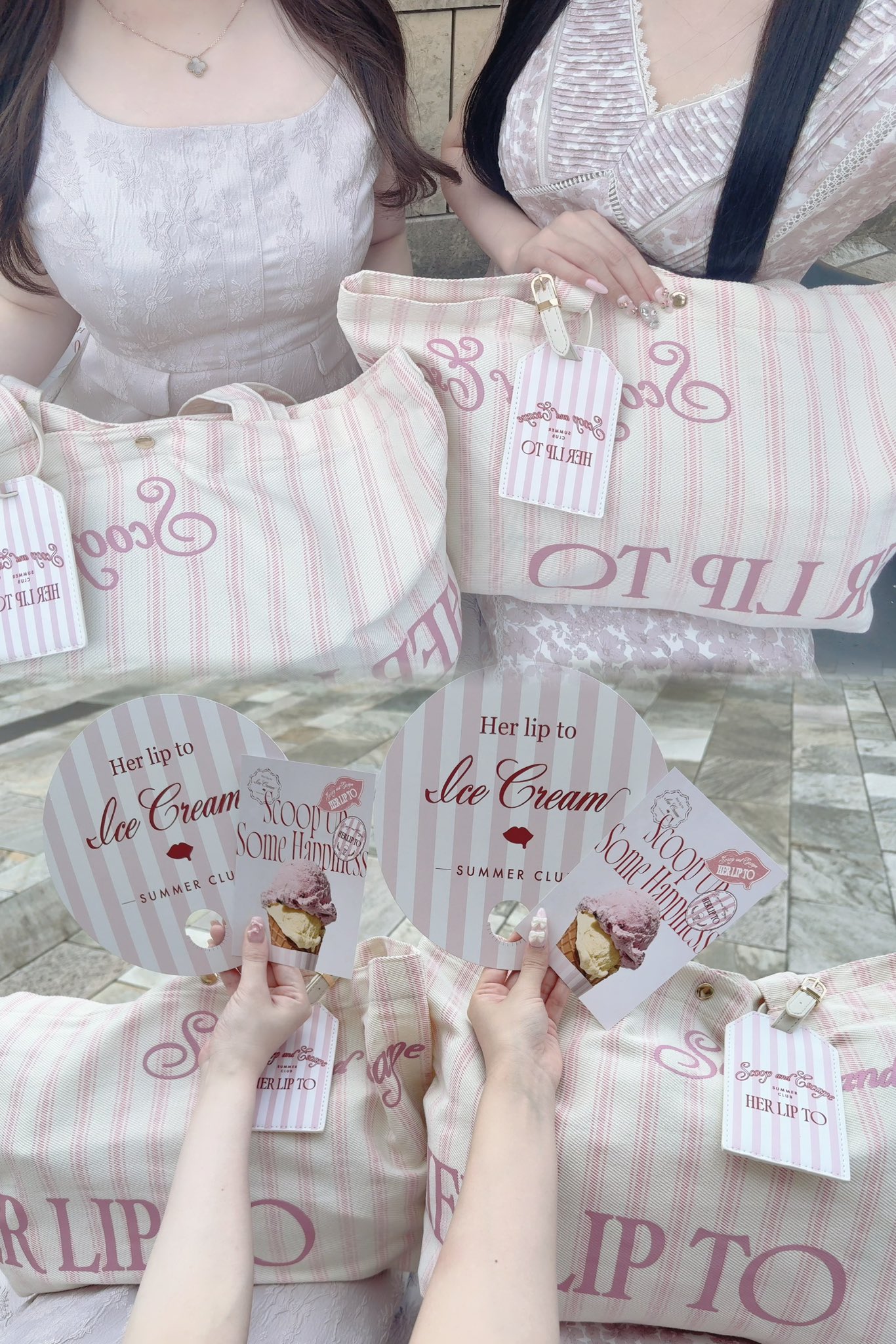 Her lip to lce Cream Large Tote 〜pink〜