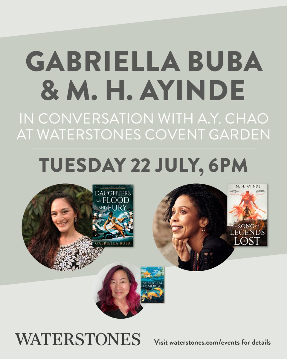 Titan Books (@titanbooks) on Twitter photo Join DAUGHTERS OF FLOOD AND FURY author <a href="/GabriellaBuba/">Gabriella Buba-SAINTS OF STORM AND SORROW Out Now</a> alongside <a href="/MHAyinde/">M H Ayinde 🍉 A SONG OF LEGENDS LOST out NOW!</a> and A. Y. Chao as they discuss myths, magic and revolution! ✨
Tuesday 22nd July at 18:00, Waterstones Covent Garden.
🎟️ Tickets: tinyurl.com/3kutauc3 Join DAUGHTERS OF FLOOD AND FURY author <a href="/GabriellaBuba/">Gabriella Buba-SAINTS OF STORM AND SORROW Out Now</a> alongside <a href="/MHAyinde/">M H Ayinde 🍉 A SONG OF LEGENDS LOST out NOW!</a> and A. Y. Chao as they discuss myths, magic and revolution! ✨
Tuesday 22nd July at 18:00, Waterstones Covent Garden.
🎟️ Tickets: tinyurl.com/3kutauc3