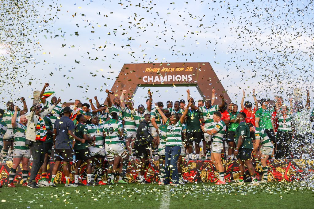 Crowned in Glory! 🏆🇿🇼
Photo highlights of an unforgettable moment — Zimbabwe lifts the Rugby Africa Cup in a celebration of power, pride, and passion. A historic victory that echoes across the continent!

#RACUG25 #FeelTheAfricanSpirit