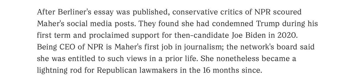 dhume's tweet image. This is a pretty balanced take by @davidfolkenflik on how public broadcasting in the U.S. lost bipartisan support, though anyone who follows this issue knows that conservatives dislike Katherine Maher not just for supporting Biden and condemning Trump, but for being almost a…