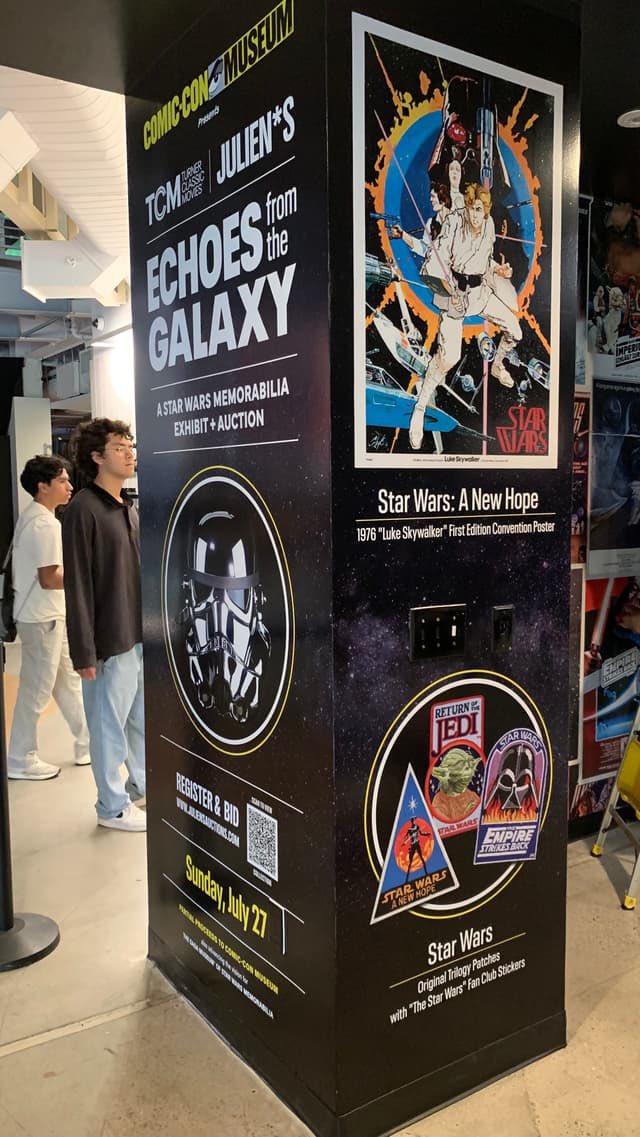 TheSagaMuseum's tweet image. Visit the @tcm and @JuliensAuctions 'Echoes From the Galaxy' Star Wars Auction Exhibition at @ComicConMuseum in San Diego, open now through July 27th, 2025! shorturl.at/UgBK9 #StarWars #TheSagaMuseum