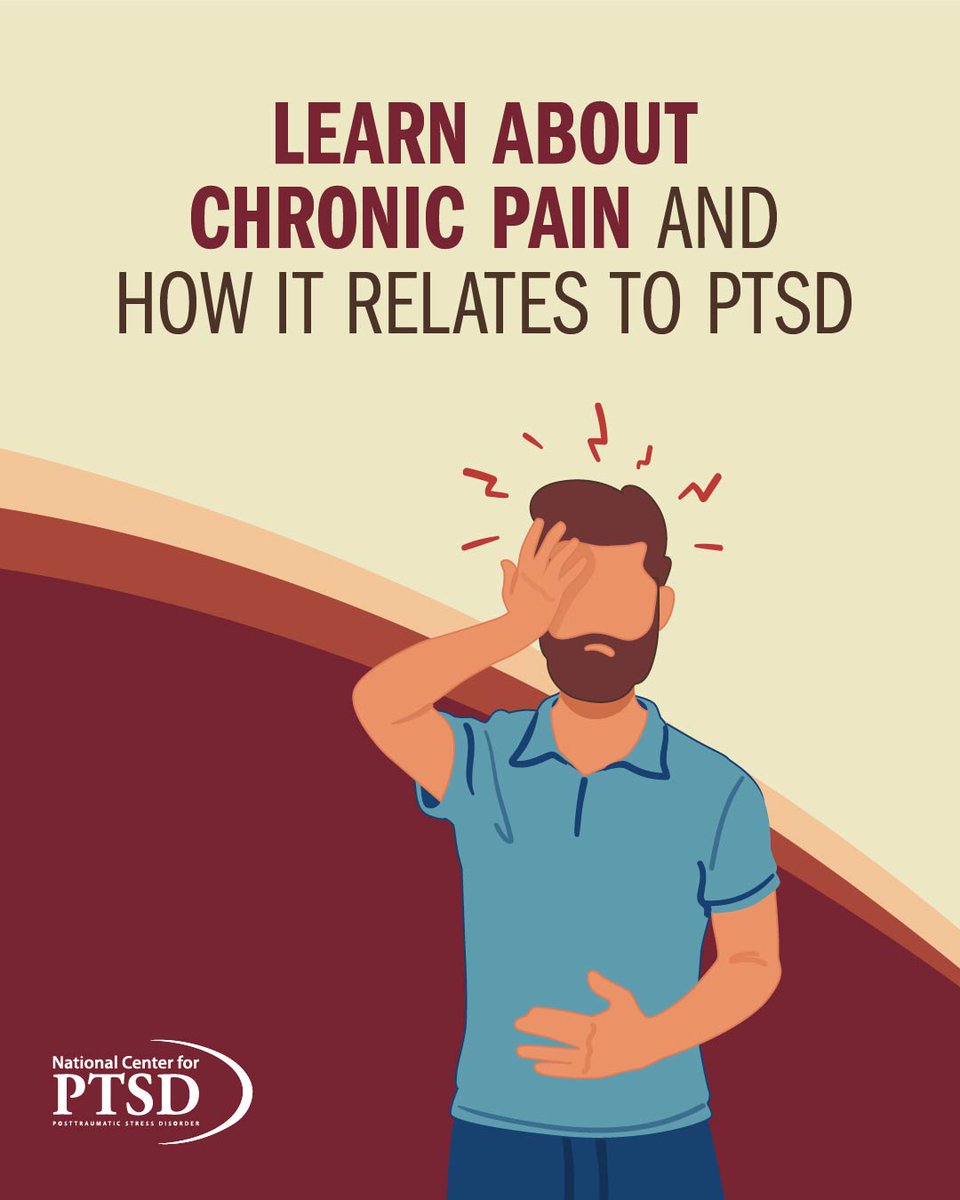 VA_PTSD_Info's tweet image. Chronic pain is pain that lasts longer than expected. Sometimes it's due to injury but oftentimes the cause is unknown. Learn how chronic pain affects daily life, how it relates to PTSD, and get help managing pain: ptsd.va.gov/understand/rel…
#chronicpain #pain #PTSD #PTSDsymptoms