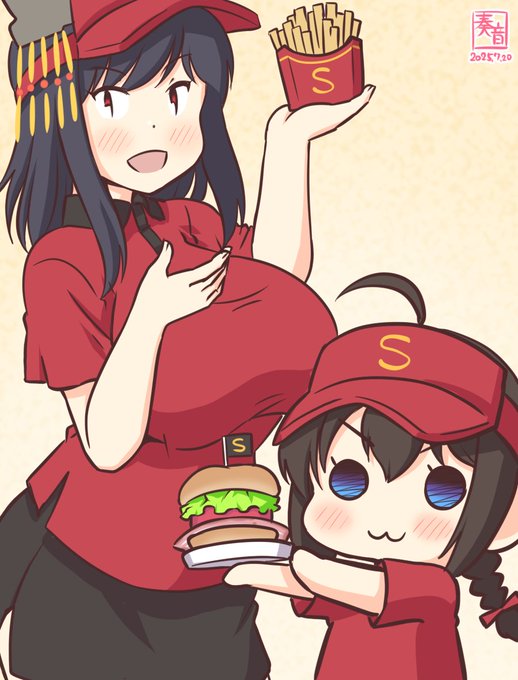 「やましぐばーがーです!」
「ご一緒にポテトもいかがですか?」

#ママ城とちびしぐ 