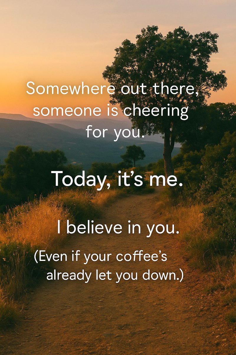 TheVelvetNS's tweet photo. If no one’s said it today,
I’m in your corner.
Even if your coffee betrayed you. Even if the day’s already sideways.
I believe in you anyway.

#believeinyourself #softencouragement #youmatter #dailyreminder #emotionalwellness #selfsupport #gentlemotivation https://t.co/P1o7IKMPNl