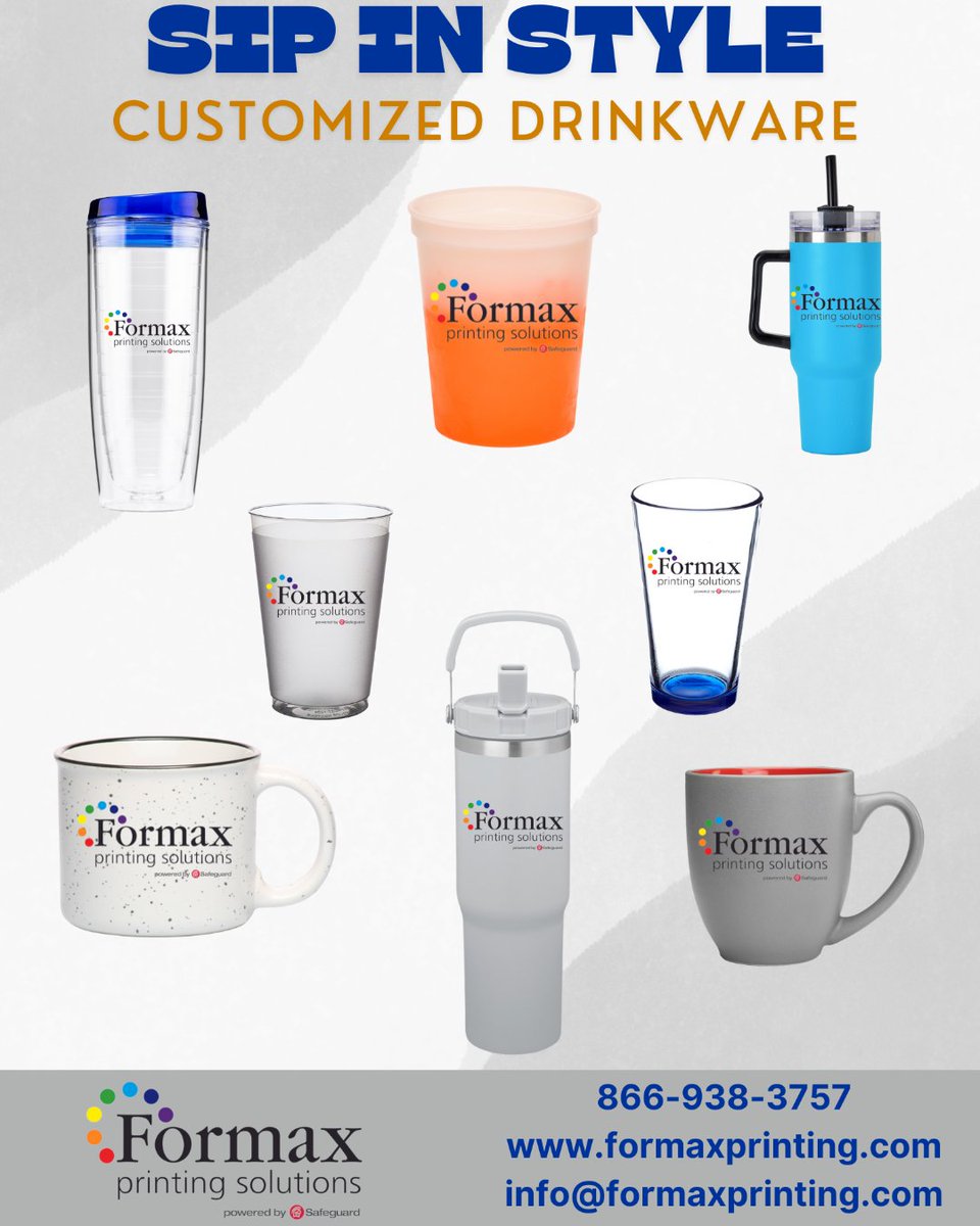 FormaxPrinting's tweet image. Have you considered elevating your brand with custom drinkware? Drinkware puts your brand in every hand. #formax #printing #drinkware bit.ly/3vZm3Qk