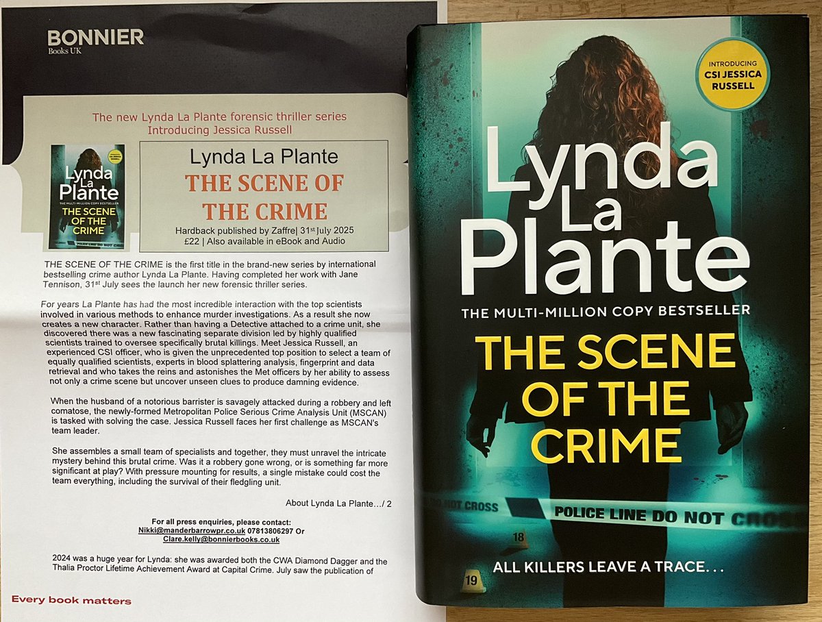 Lindahill50Hill's tweet image. How fantastic to have a brand new @LaPlanteLynda series!
Thank you so much Nikki for #TheSceneOfTheCrime coming from @ZaffreBooks 31st July
bonnierbooks.co.uk/books/zaffre/t…
