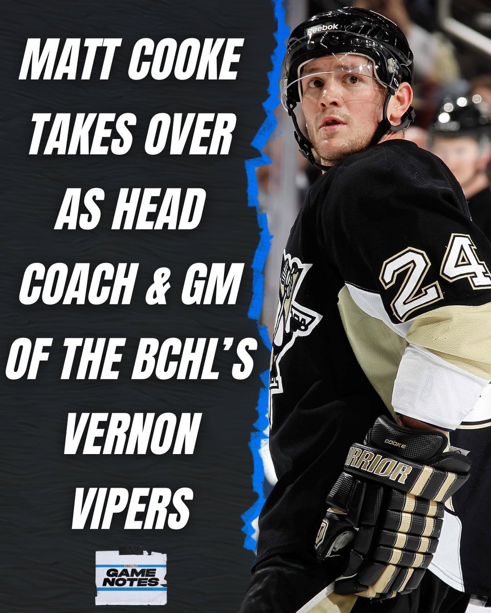GameNotesBud's tweet image. The Vernon Vipers name Matt Cooke as their new Head Coach & GM 🐍