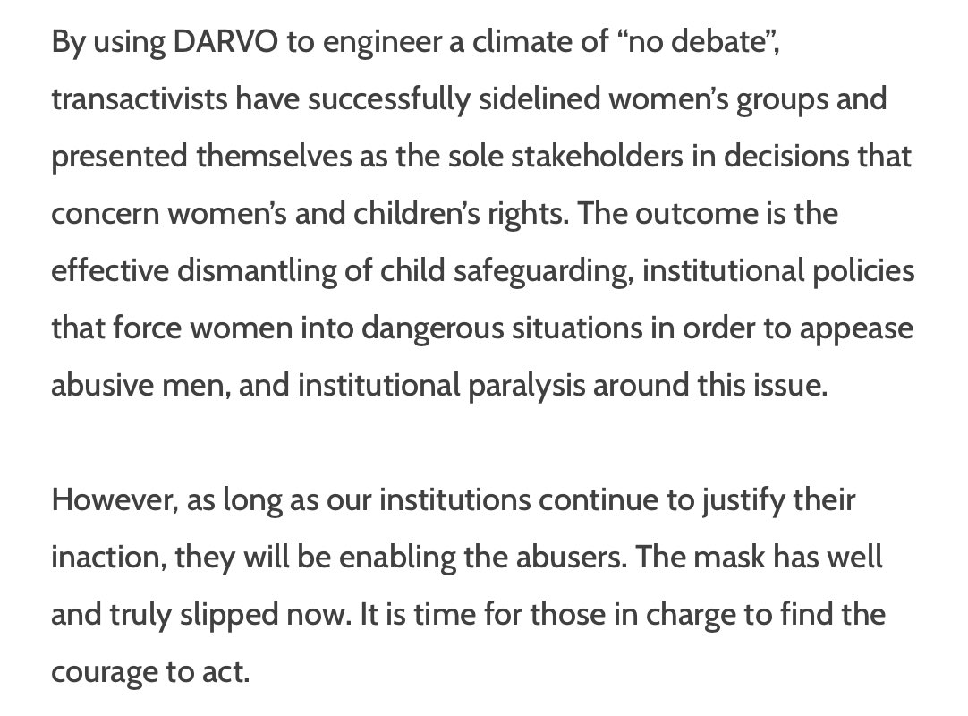 My 2022 book Born in the Right Body explores, in large part, the institutional capture by trans ideology. One aspect of this phenomenon is institutional DARVO, a form of gaslighting and reversing of victim and offender (link to chapter) 👇
lascapigliata.com/2024/12/11/cas…