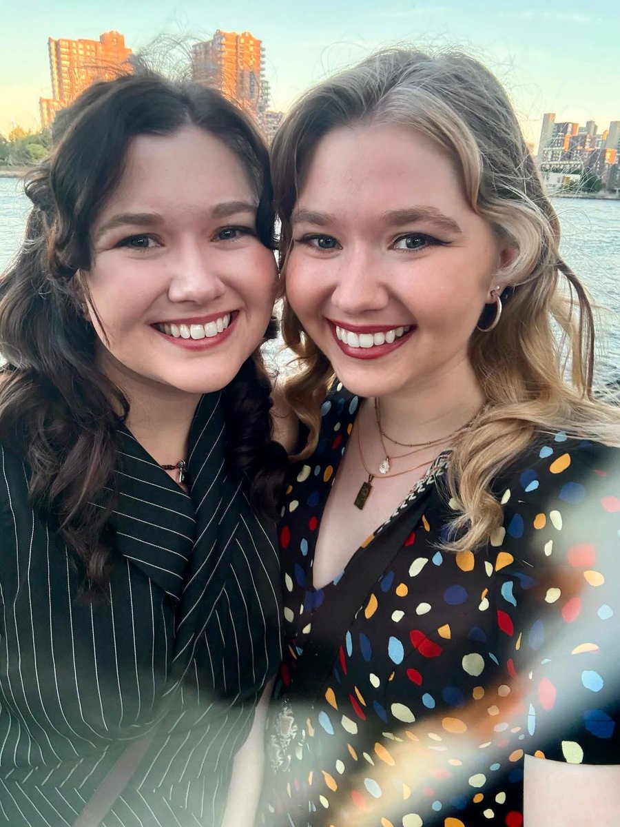 loeschtwins's tweet image. Summer Sunset Walk Season! Cailin’s camera is cracked so it adds a rainbow to every photo 🌈