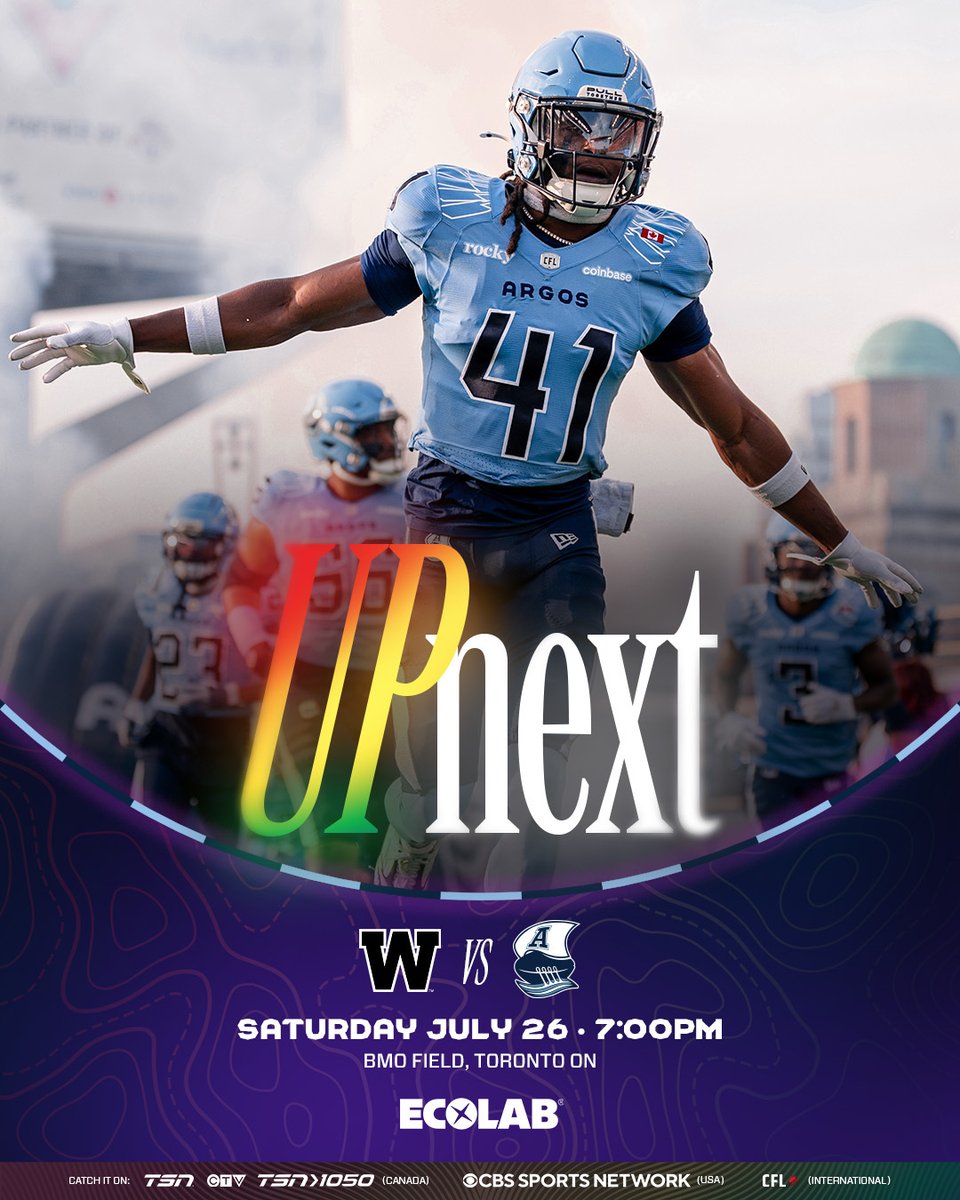 TorontoArgos's tweet image. Up Next: rhythm, roots, and rivalry 🌊
@Ecolab | #PullTogether