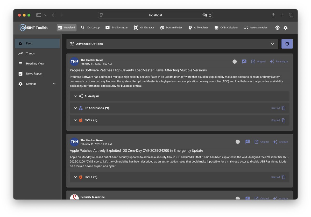 DarkWebInformer's tweet image. OSINT Toolkit: Open source platform for cyber security analysts with many features for threat intelligence and detection engineering.

GitHub: github.com/dev-lu/osint_t…