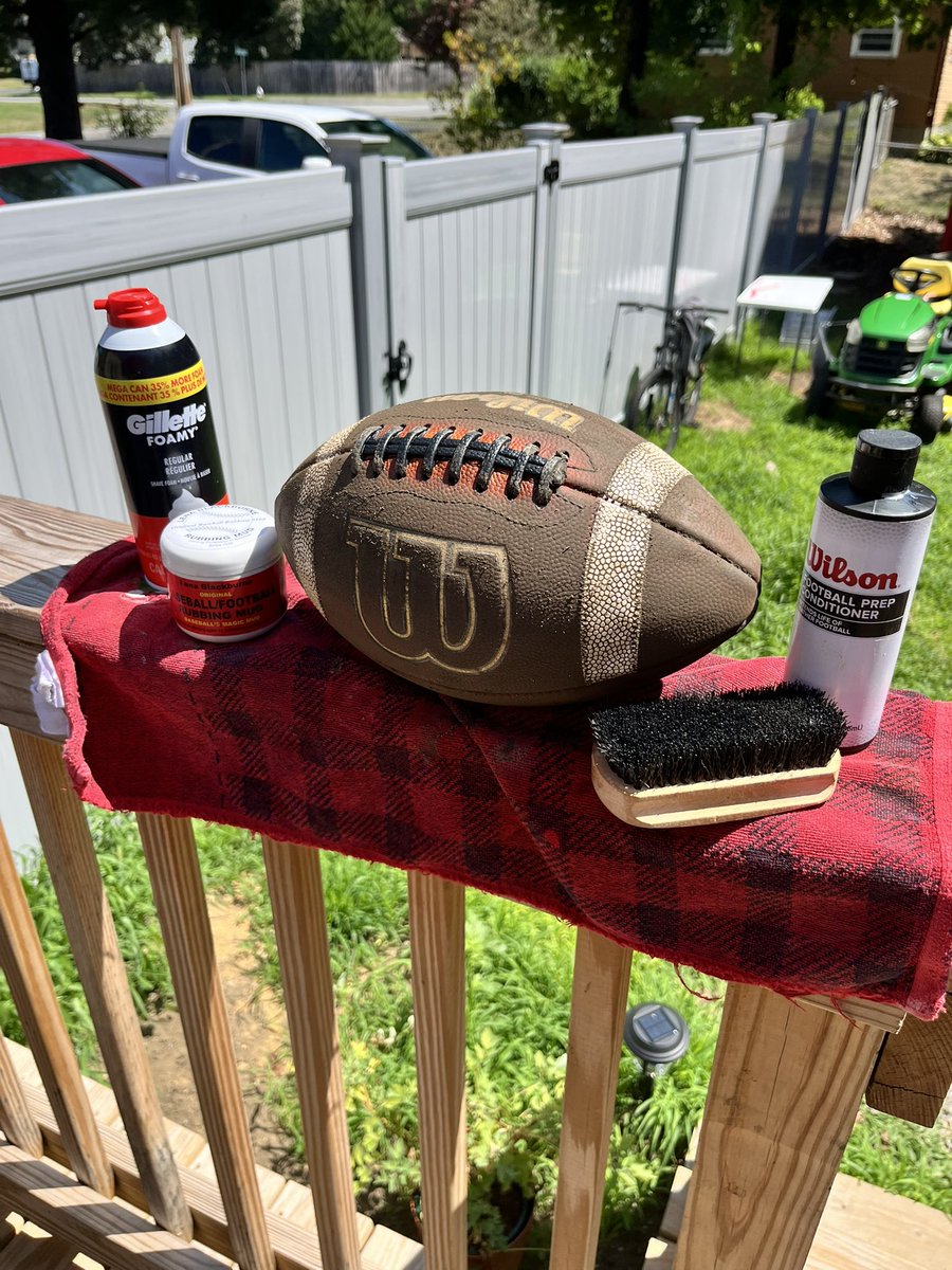 A lot of work goes into getting a football game day ready…this ball still has the mud on it