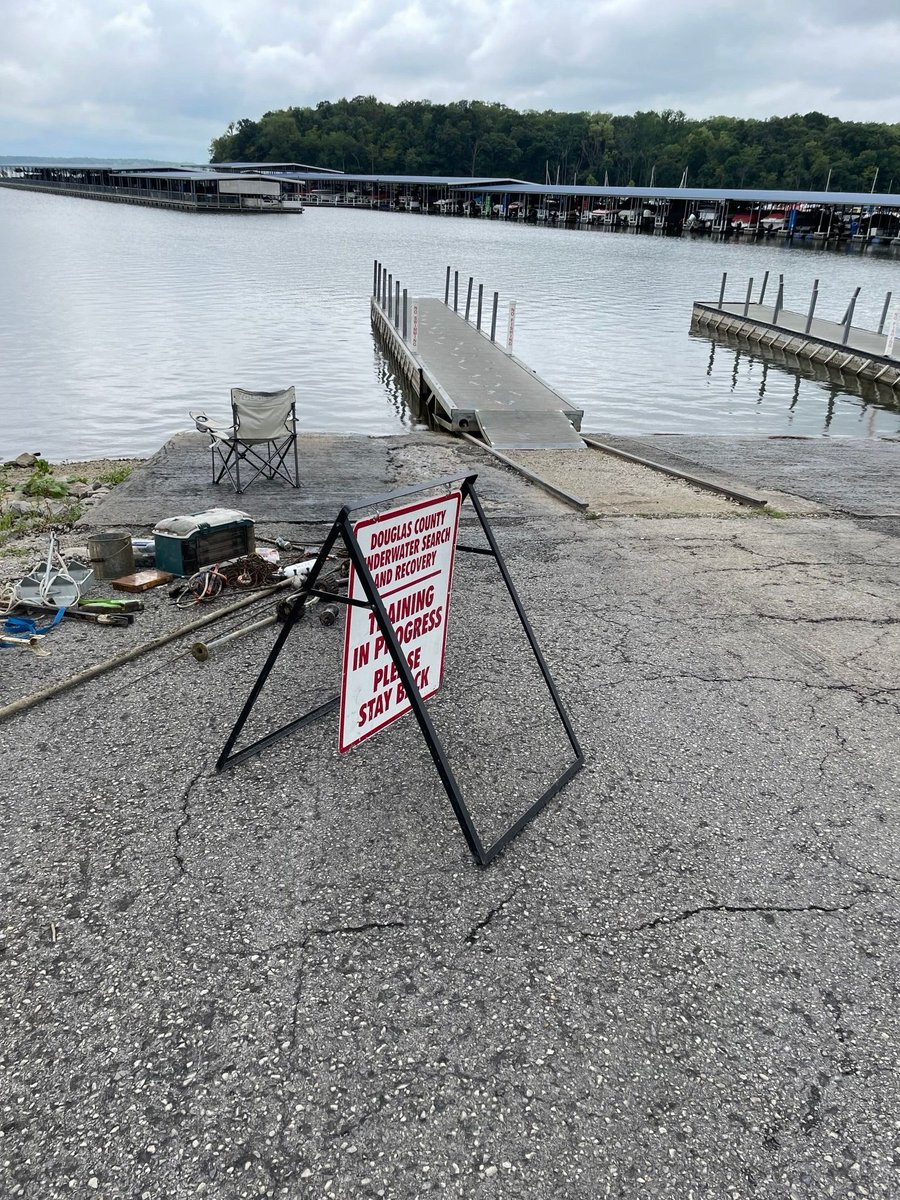 DGSOSheriff's tweet image. Members of the Douglas County Underwater Search and Recovery Team as part of their training in July worked at Clinton Lake boat ramp 2. They conducted some cleanup of the lake and worked to locate lost property from a boat that had capsized.