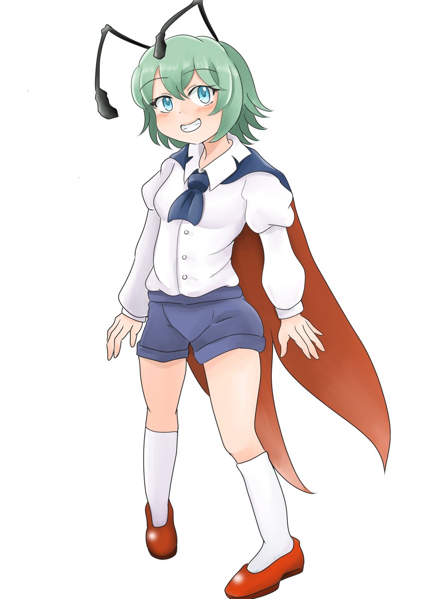 samurai7744's tweet image. 永夜抄の立ち絵みたいな立ち方のリグルさん描きました