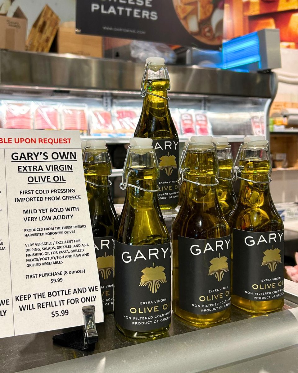 Have you tried Gary's Extra Virgin Olive Oil? 🫒
✔️ First cold pressing
✔️ Produced from the finest freshly harvested Koroneiki olives 
✔️ Great for dipping, salads, drizzles, and as a finishing oil
Check it out in all stores! #GarysWine