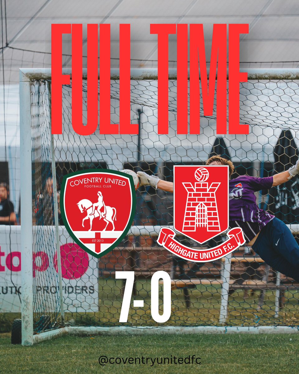 A magnificent way to end pre-season 2025. 

A big thank you to Highgate United for taking the fixture at such short notice and best of luck for the forthcoming season. 

The hard work begins Friday…

#WeAreUnited 
#CovUnited
