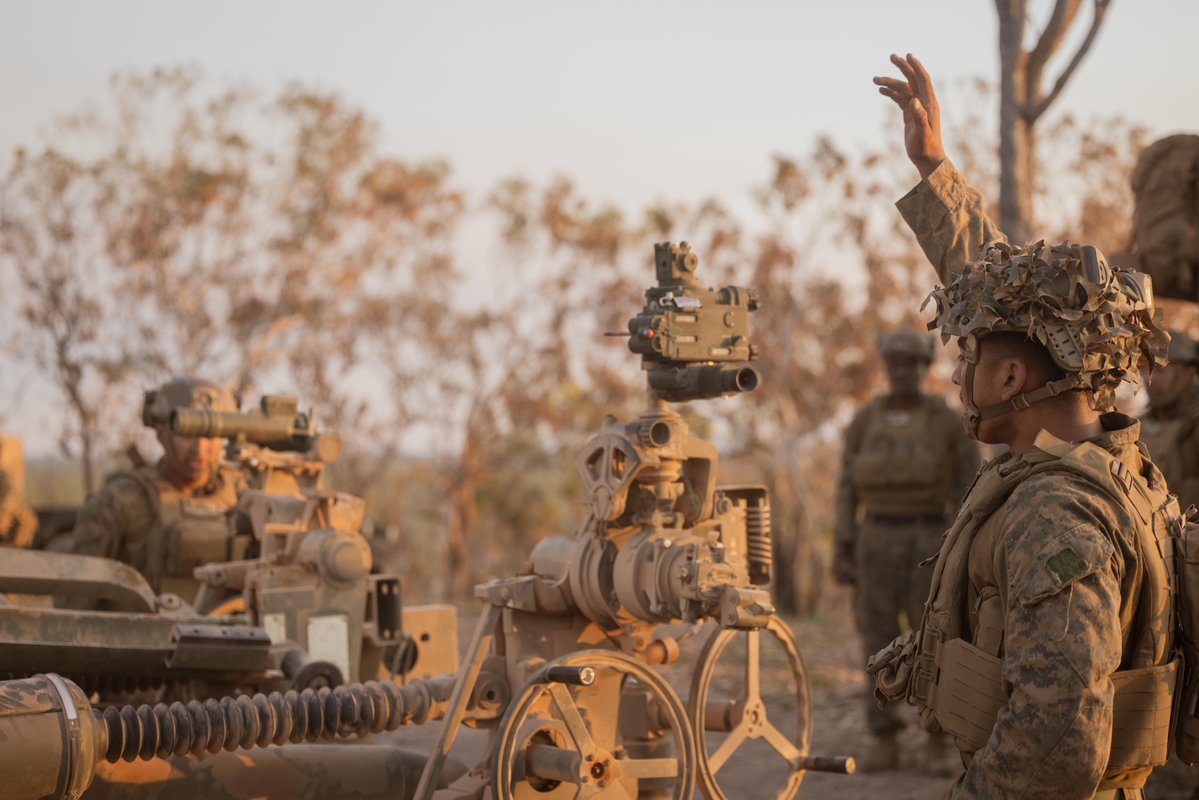 USMC's tweet image. #Marines with @MRFDarwin carry out a dry-fire run with an M777 Howitzer during Talisman Sabre 25 in the Northern Territory, Australia, July 11, 2025.
Talisman Sabre is the largest bilateral military exercise between Australia and the United States, advancing a free and open…