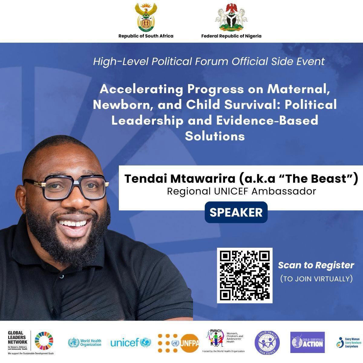 GLN_Community's tweet image. 🎙️ Speaker spotlight: @Beast_TM, UNICEF Regional Ambassador for Eastern & Southern Africa, will be speaking at our #HLPF2025 side event focused on accelerating progress for women’s, children’s & adolescents’ health on July 22, 2025.
Register: who.zoom.us/webinar/regist…
#HLPF