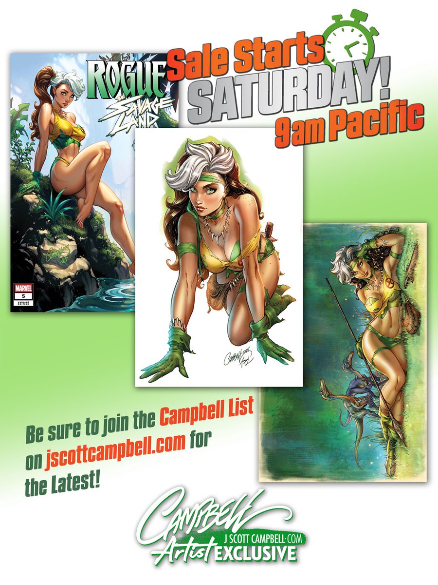 JScottCampbell's tweet image. 💥ORDER NOW! #Rogue: The Savage Land 5 - D,E, & F Artist Exclusive covers! Extremely limited quantities. Only at jscottcampbell.com !