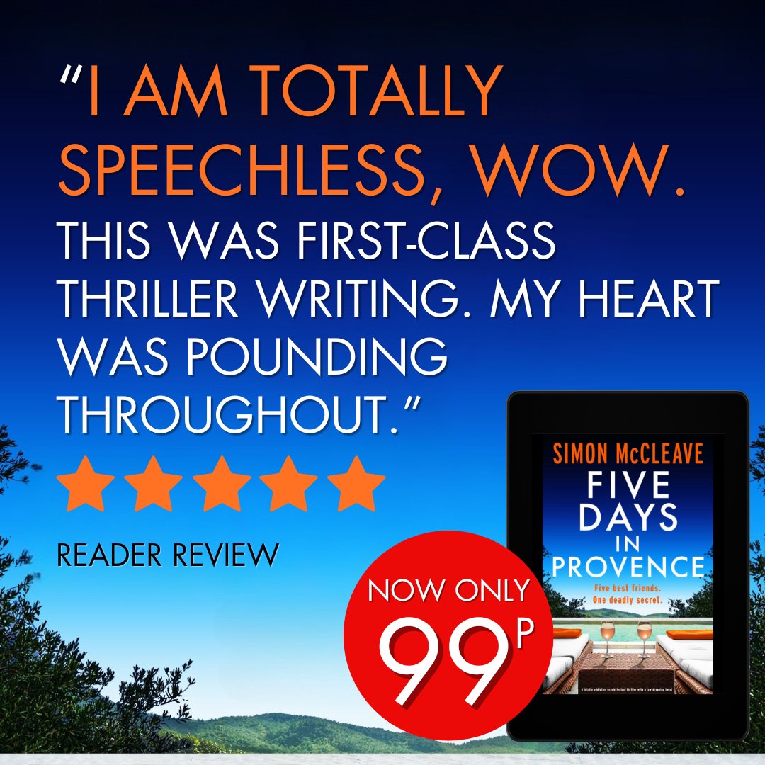 Storm Publishing (@stormbooks_co) on Twitter photo 🚨Last chance to get Five Days in Provence by <a href="/simon_mccleave/">Simon McCleave Author</a> for only $0.99 in the US and £0.99 in the UK!
😎 Treat yourself to a heart-stopping psychological thriller today: geni.us/927-rd-two-am
#psychologicalthriller 🚨Last chance to get Five Days in Provence by <a href="/simon_mccleave/">Simon McCleave Author</a> for only $0.99 in the US and £0.99 in the UK!
😎 Treat yourself to a heart-stopping psychological thriller today: geni.us/927-rd-two-am
#psychologicalthriller