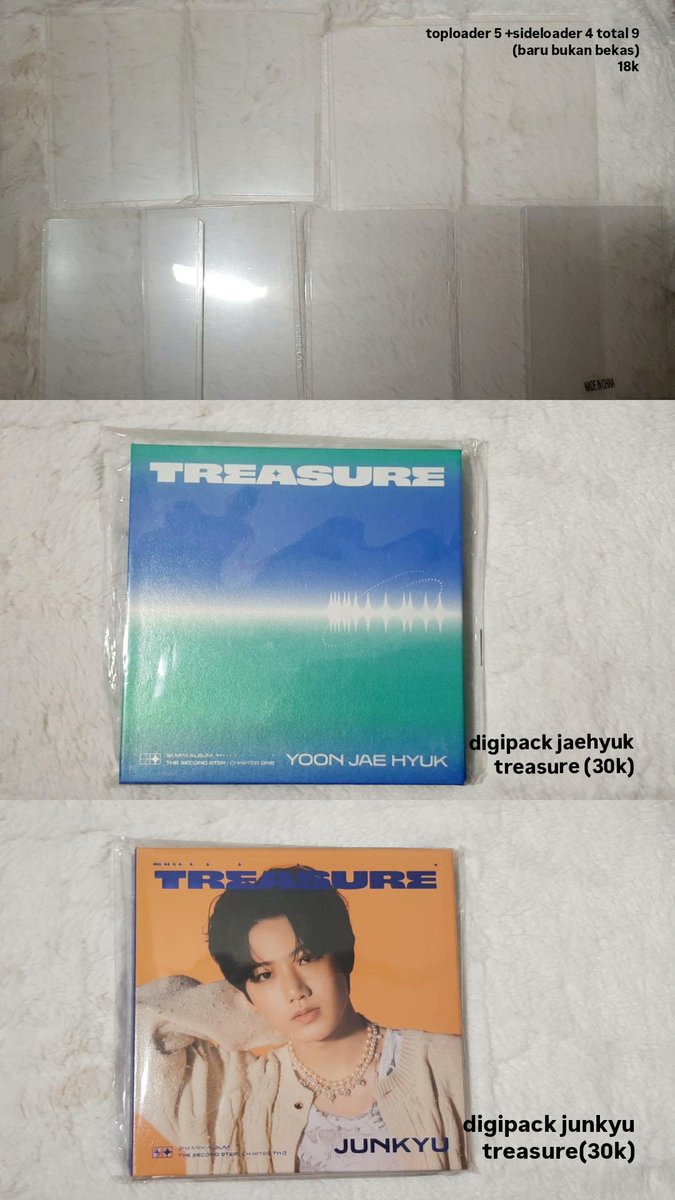 [help rt]
wts bahan packing photocard
• Price blm termasuk admin 7.5% + pack + 1.250 (oren)
• Bisa nego asal nggak sadis
• Prefer yang mau take banyak, tapi mau take beberapa aja juga ok!
📍surabaya

t. wts toploader deco pc plastik opp eco board polymailer digipack treasure