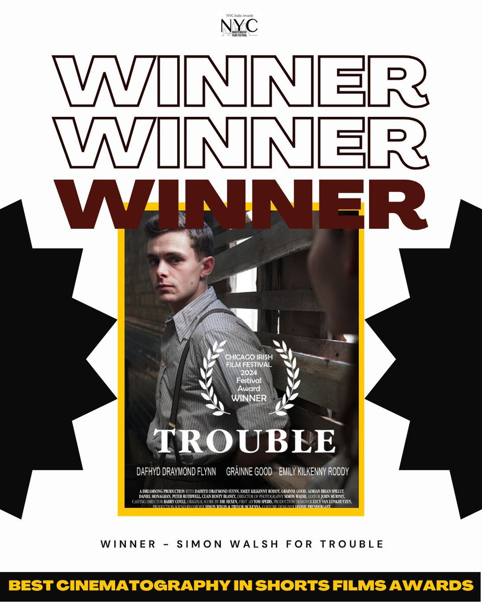 🎉 WINNER ANNOUNCED! 🎉

Congratulations to Simon Walsh for Trouble — winner of Best Cinematography in Shorts Films at the NYC Indie Film Festival!
A compelling visual journey, told with craft and brilliance. 🏆🎬

🌟 Submit your work now: filmfreeway.com/nycindieff