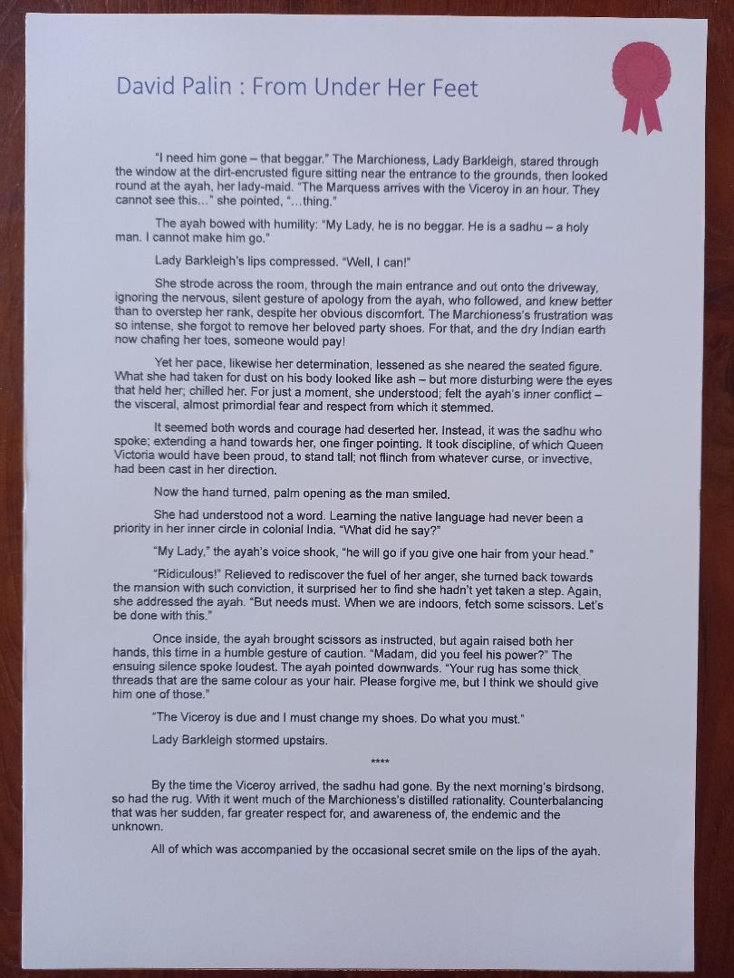 Blown away to win the Wokingham Writers Group short story competition for the second year; even more so as the judge was <a href="/LouiseMorrish1/">Louise Morrish</a> Last year, it was Alice Fowler <a href="/AliceFwrites/">Alice Fowler</a> They say you can have too much of a good thing, but I'll take it! Thank you!