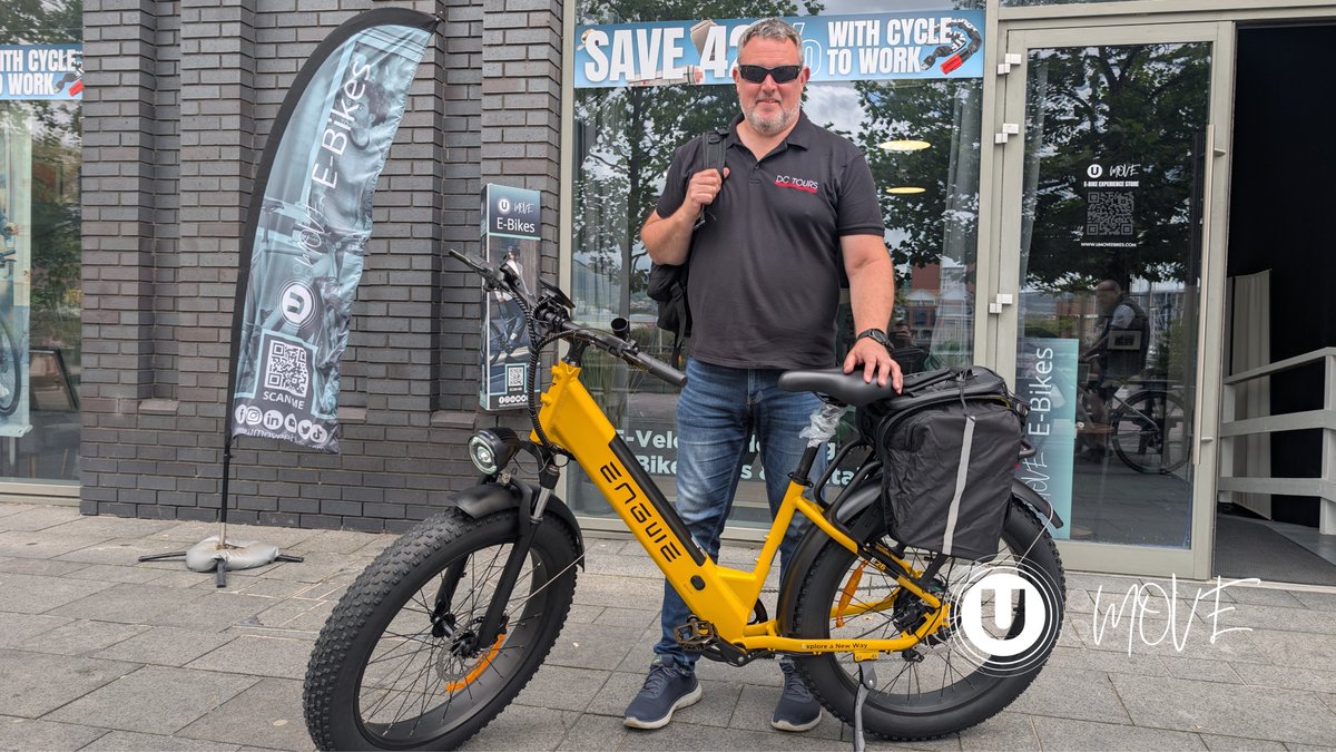 U:Move E-Bikes (@umoveebikes) on Twitter photo We were delighted to handover to Colin, his new <a href="/OfficialEngwe/">ENGWE Bikes_Official</a> E26 step-through in stunning bumblebee yellow, fitted with a rear rack 35L bag!
✅ 140 km
✅ Dual Suspension
✅ 26 x 4.0 Tires
✅ Assembly & Delivery
#electricbikes #umoveebikes #experiencestore #ENGWE We were delighted to handover to Colin, his new <a href="/OfficialEngwe/">ENGWE Bikes_Official</a> E26 step-through in stunning bumblebee yellow, fitted with a rear rack 35L bag!
✅ 140 km
✅ Dual Suspension
✅ 26 x 4.0 Tires
✅ Assembly & Delivery
#electricbikes #umoveebikes #experiencestore #ENGWE