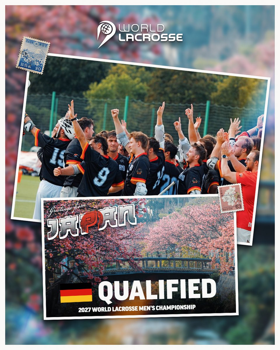 WorldLacrosse's tweet image. Riesenfreude! Germany clinches the final European place at the 2027 World Lacrosse Men's Championship in Japan! 🇩🇪✈️🇯🇵
MORE: worldlacrosse.sport/article/german…
#EMLC25 #WLMC27 #Lacrosse