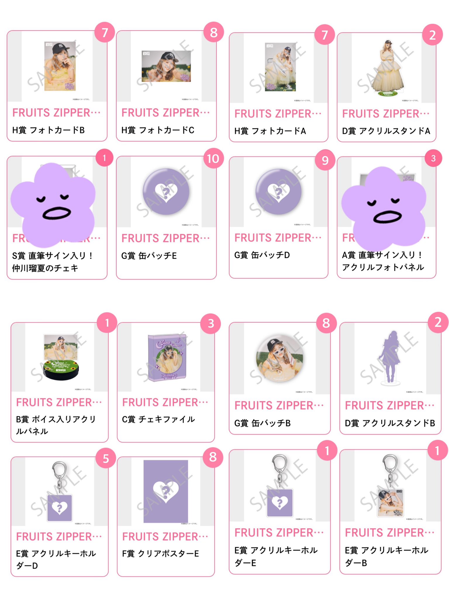 FRUITSZIPPER仲川瑠夏生誕記念すきくじ B賞 ボイス入りアクリルパネル