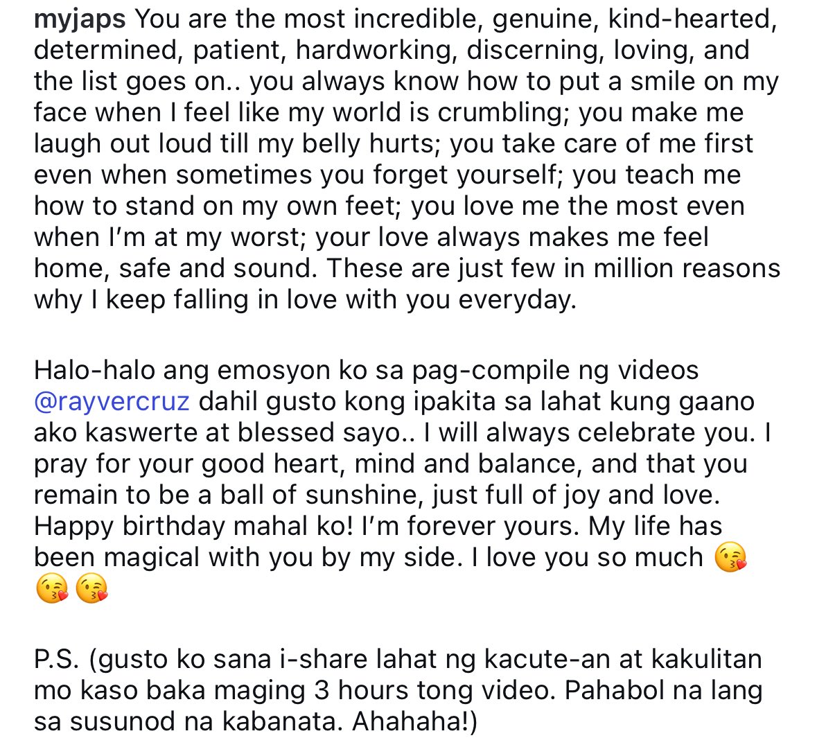 RAYVER CRUZ DAILY (@rayvercruzdaily) on Twitter photo Julie always has the sweetest birthday captions, and this year is no exception.
“My life has been magical with you by my side” - <a href="/MyJaps/">JULIE ANNE SAN JOSE</a>
RAYVERCRUZin to 36
#RayverCruz Julie always has the sweetest birthday captions, and this year is no exception.
“My life has been magical with you by my side” - <a href="/MyJaps/">JULIE ANNE SAN JOSE</a>
RAYVERCRUZin to 36
#RayverCruz